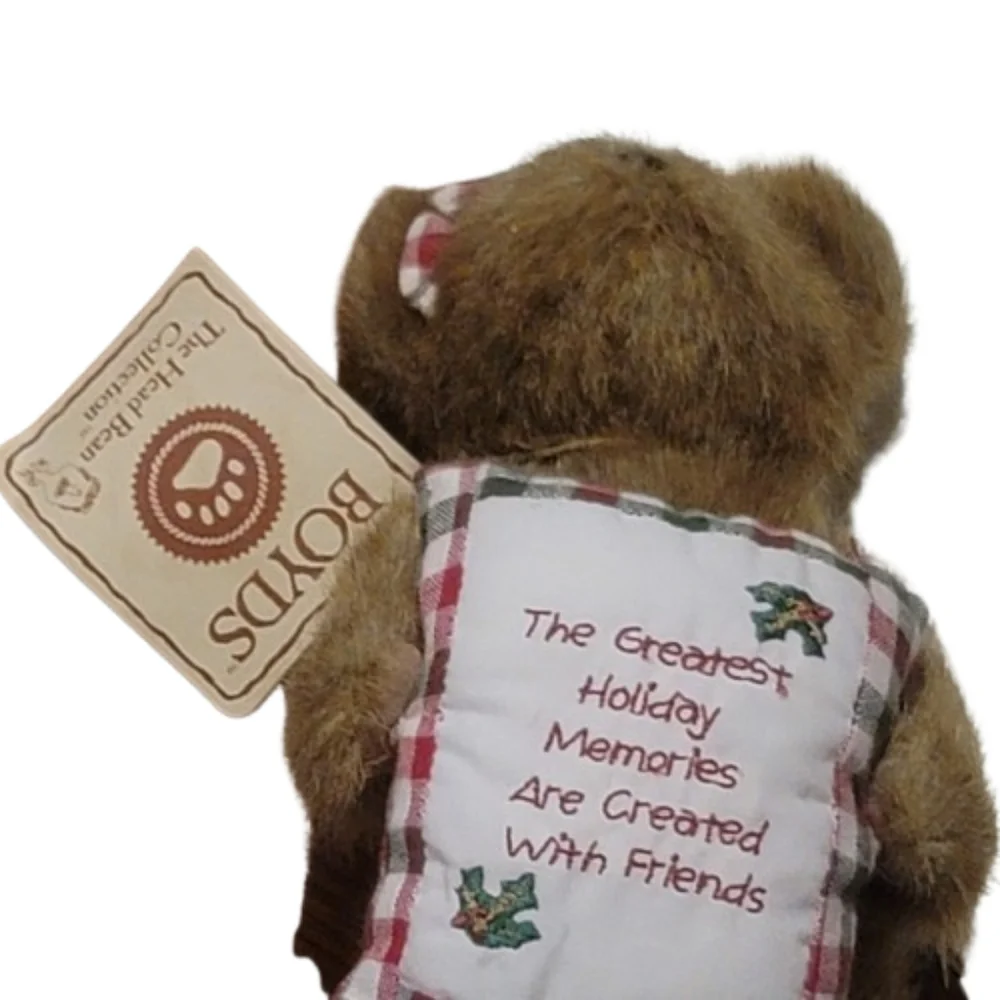 Boyds bear brown Teddy Bear with Plaid Pillow